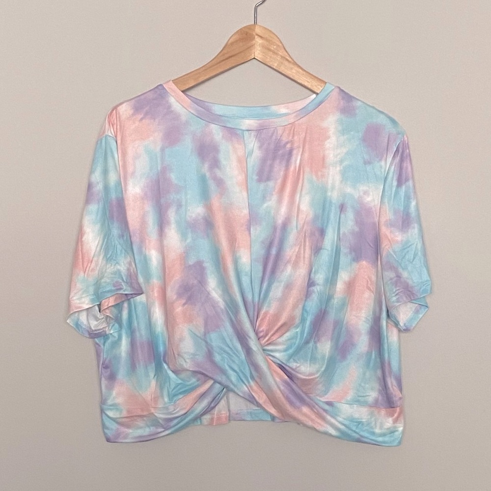 SHEIN Plus Twist Hem Tie Dye Tee